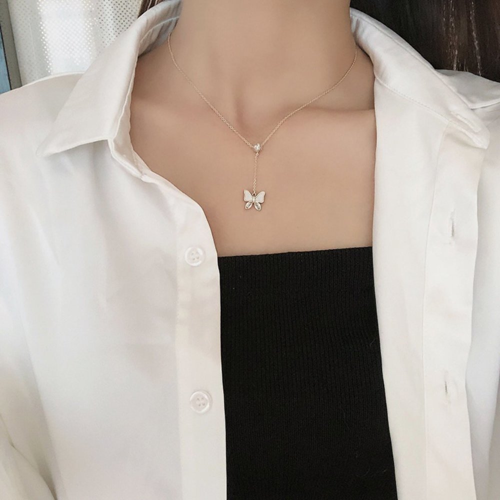 Diamond Butterfly Pendant Necklace - Picture 5 of 7